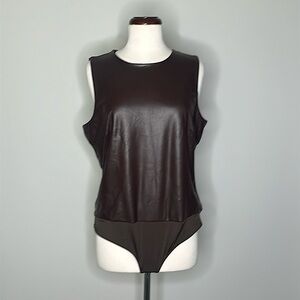 Express Pu Leather Chocolate Bodysuit